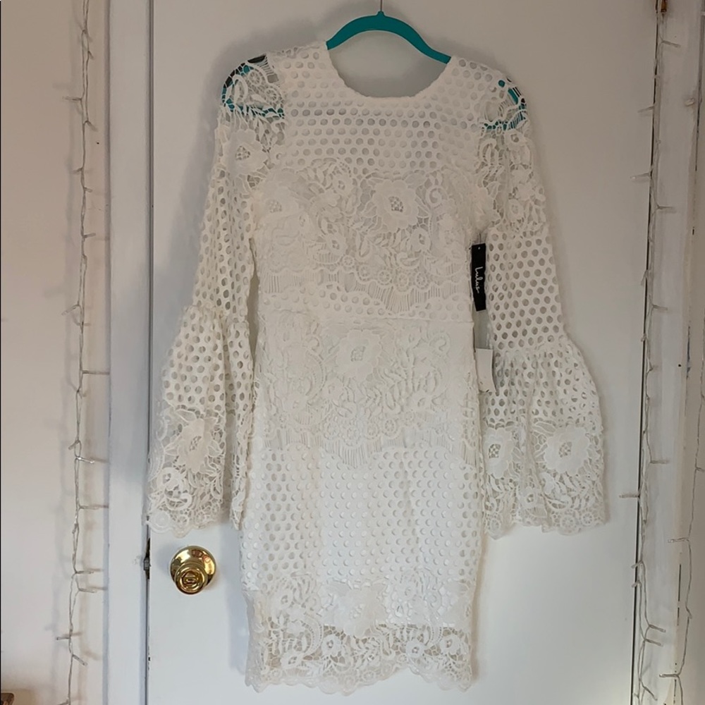 LULUs size small white lace cocktail dress